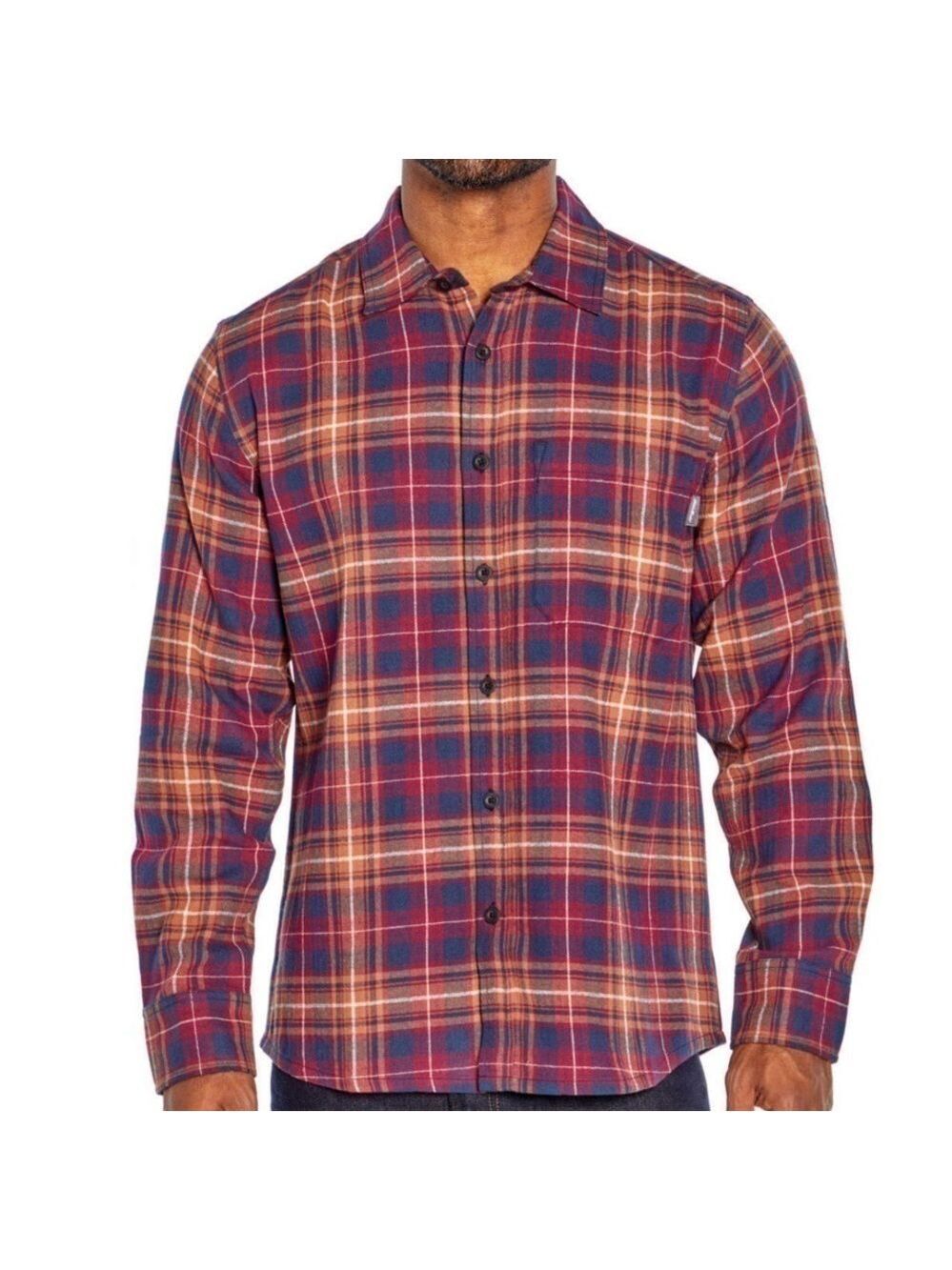 Eddie Bauer Cognac Plaid brushed cotton Bristol Flannel twill shirt Men’s XXXL
